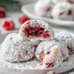 Raspberry Almond Snowball Cookies