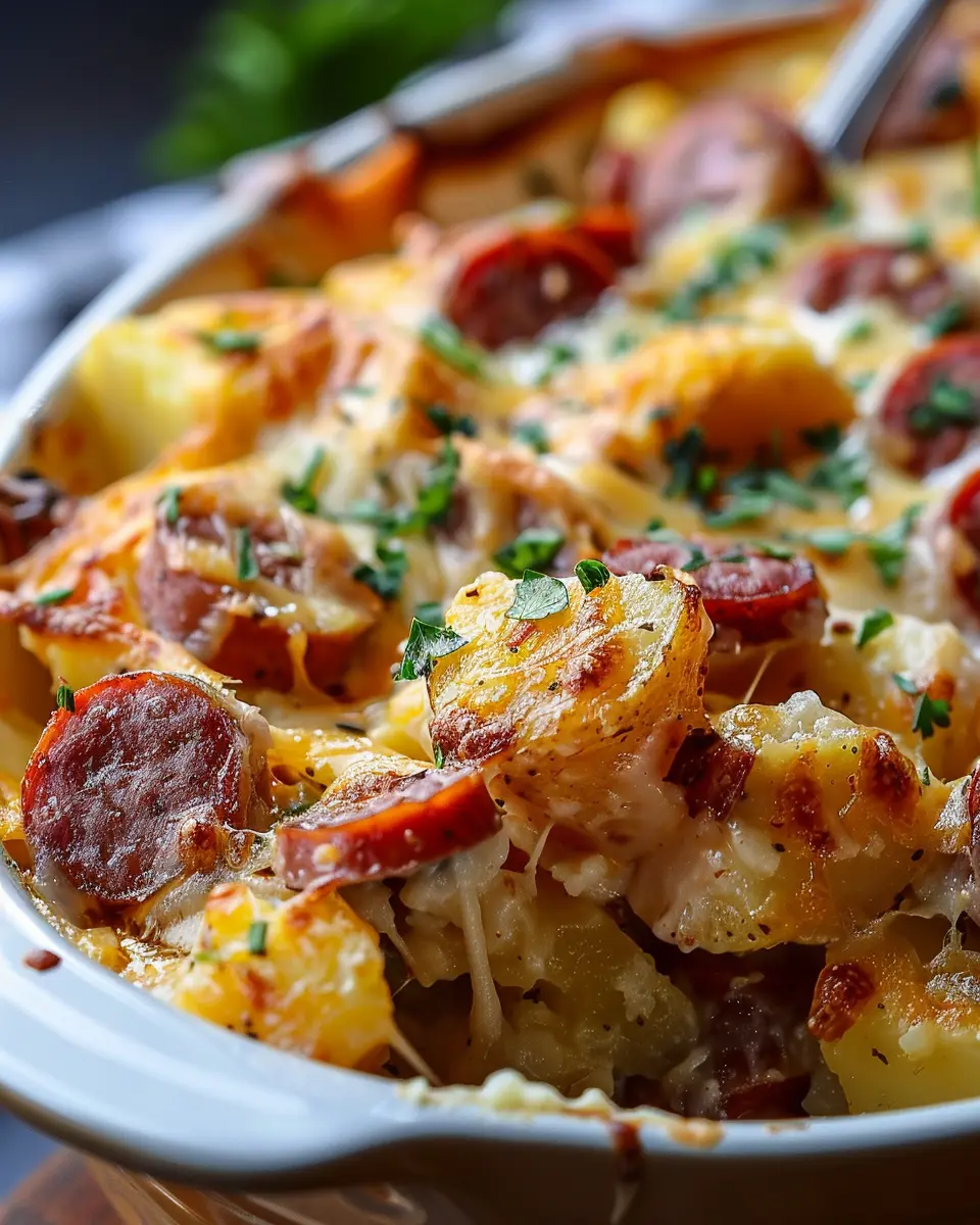 Kielbasa Sausage Cheesy Potato Casserole: An Easy Family Favorite