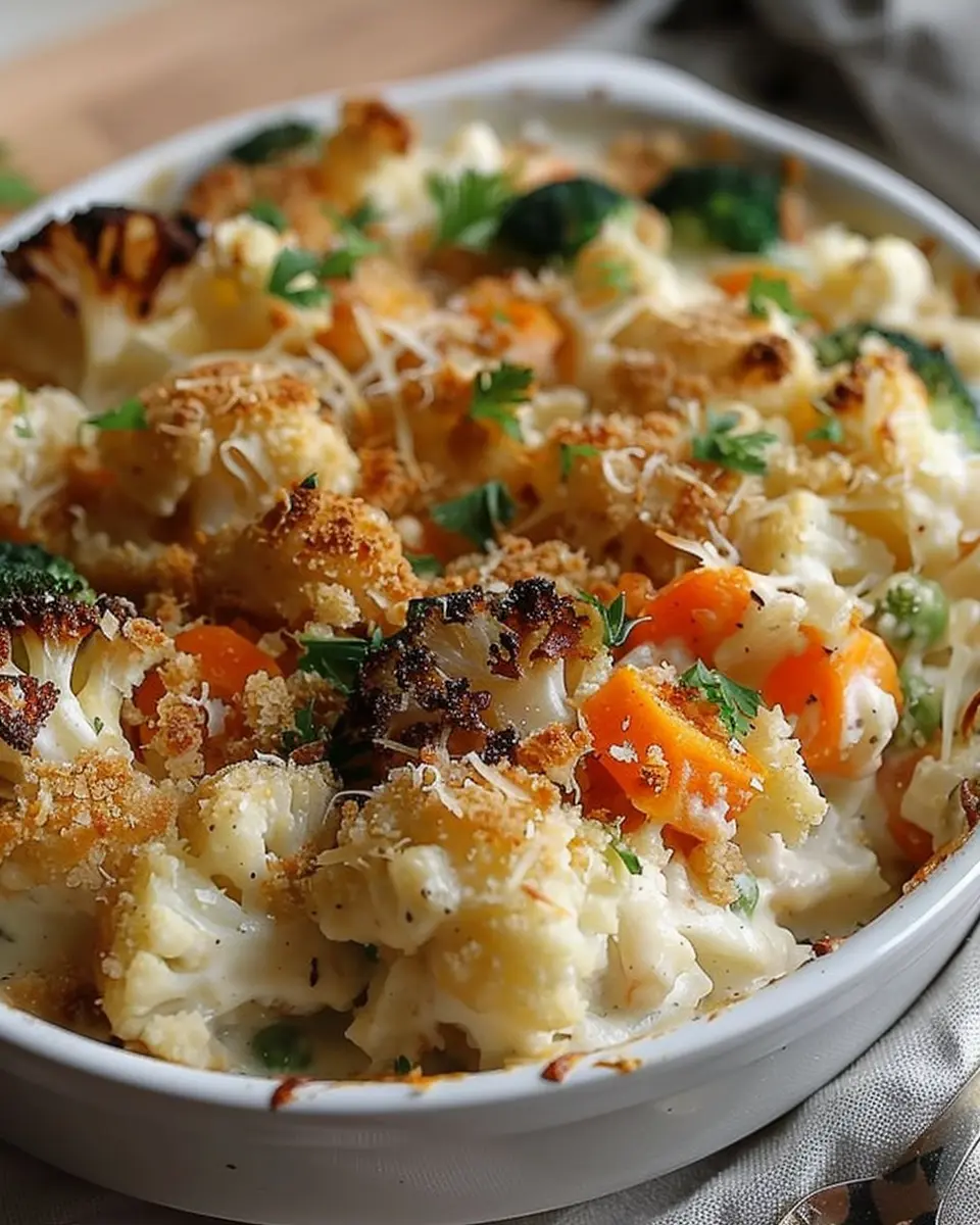 Creamy Winter Vegetable Casserole with Turkey Bacon Delight