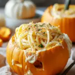 Pumpkin Alfredo Pasta Cauldrons