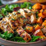 Maple Dijon Chicken & Roasted Sweet Potato Bowls