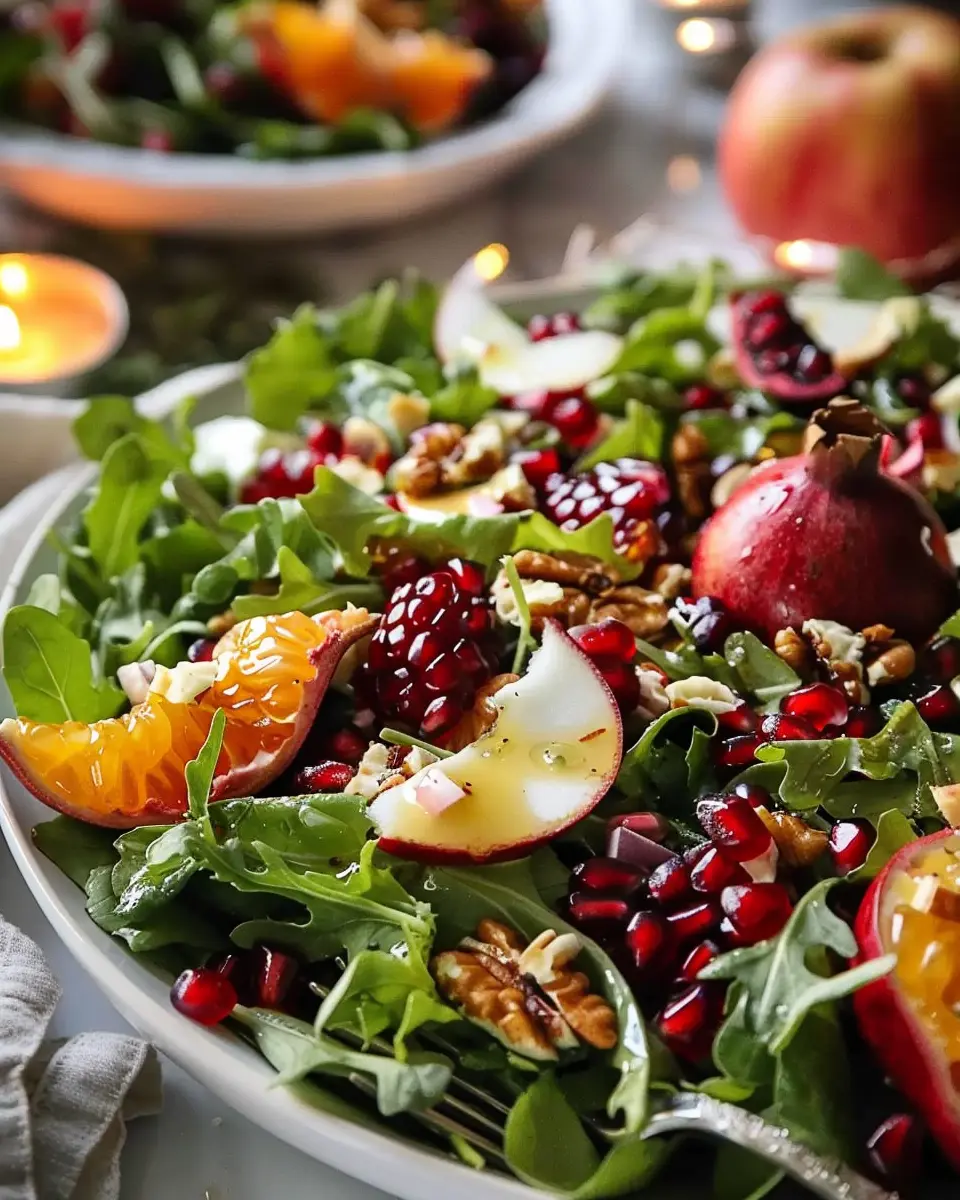 Pomegranate Christmas Salad: Easy Turkey Bacon Delight with Honey Mustard Dressing