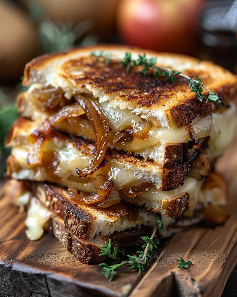 Pear &amp; Apple Grilled Cheese: Indulgent Twist with Caramelized Onions