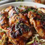 Sticky Apple Cider Chicken with Crisp Autumn Slaw