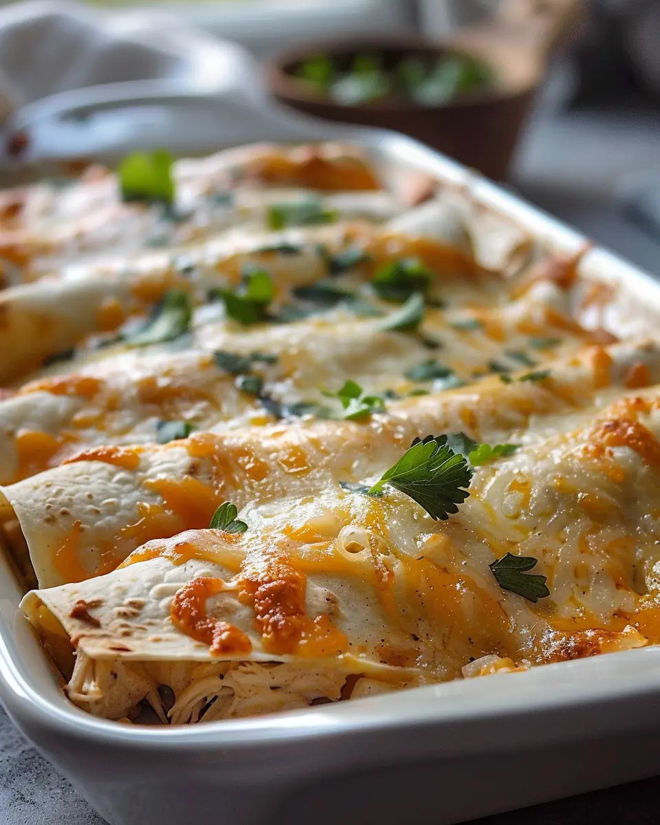 38g Protein Chicken Enchiladas with Dreamy White Sauce Delight